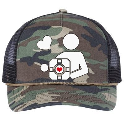 Companion Cube Gaming Portal Nerd Gamer Retro Rope Trucker Hat Cap