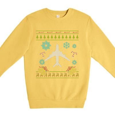 Christmas Cute Gift Airplane Pilot Christmas Ugly Premium Crewneck Sweatshirt