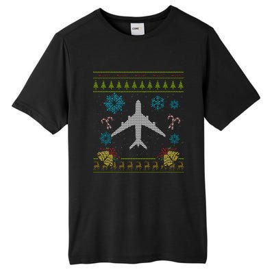 Christmas Cute Gift Airplane Pilot Christmas Ugly Tall Fusion ChromaSoft Performance T-Shirt