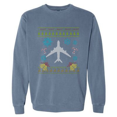 Christmas Cute Gift Airplane Pilot Christmas Ugly Garment-Dyed Sweatshirt