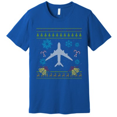 Christmas Cute Gift Airplane Pilot Christmas Ugly Premium T-Shirt