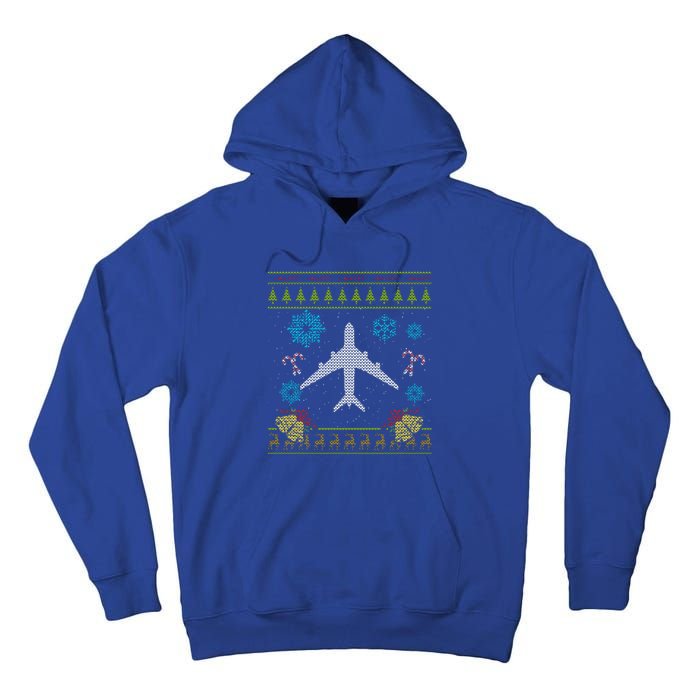 Christmas Cute Gift Airplane Pilot Christmas Ugly Tall Hoodie