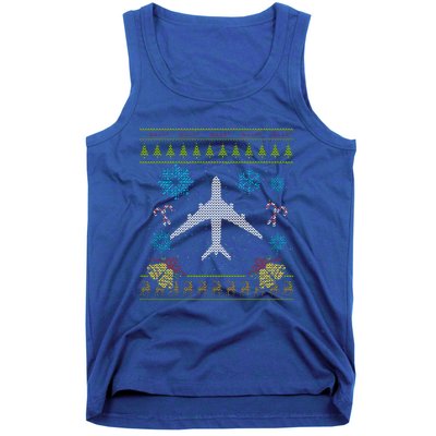 Christmas Cute Gift Airplane Pilot Christmas Ugly Tank Top