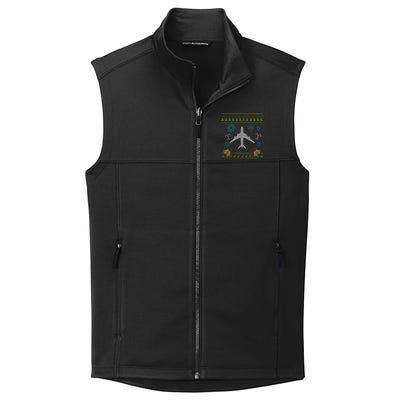 Christmas Cute Gift Airplane Pilot Christmas Ugly Collective Smooth Fleece Vest