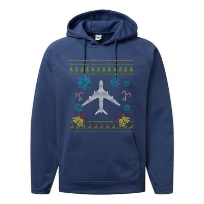 Christmas Cute Gift Airplane Pilot Christmas Ugly Performance Fleece Hoodie