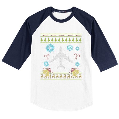 Christmas Cute Gift Airplane Pilot Christmas Ugly Baseball Sleeve Shirt