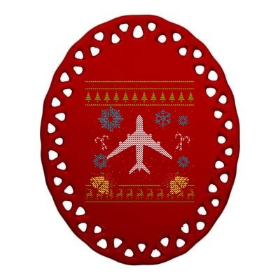 Christmas Cute Gift Airplane Pilot Christmas Ugly Ceramic Oval Ornament