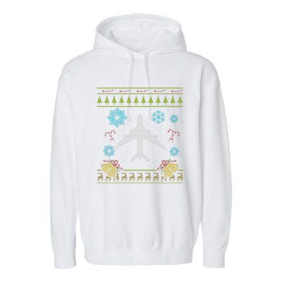 Christmas Cute Gift Airplane Pilot Christmas Ugly Garment-Dyed Fleece Hoodie