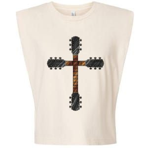 Cool Christian Guitar Cross Funny Musician Guitarist Gift Garment-Dyed Women's Muscle Tee