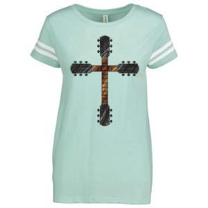 Cool Christian Guitar Cross Funny Musician Guitarist Gift Enza Ladies Jersey Football T-Shirt