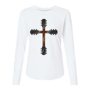 Cool Christian Guitar Cross Funny Musician Guitarist Gift Womens Cotton Relaxed Long Sleeve T-Shirt