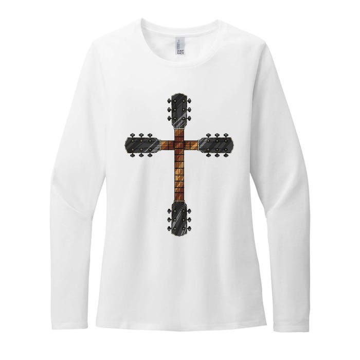 Cool Christian Guitar Cross Funny Musician Guitarist Gift Womens CVC Long Sleeve Shirt