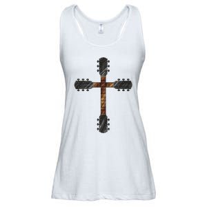 Cool Christian Guitar Cross Funny Musician Guitarist Gift Ladies Essential Flowy Tank