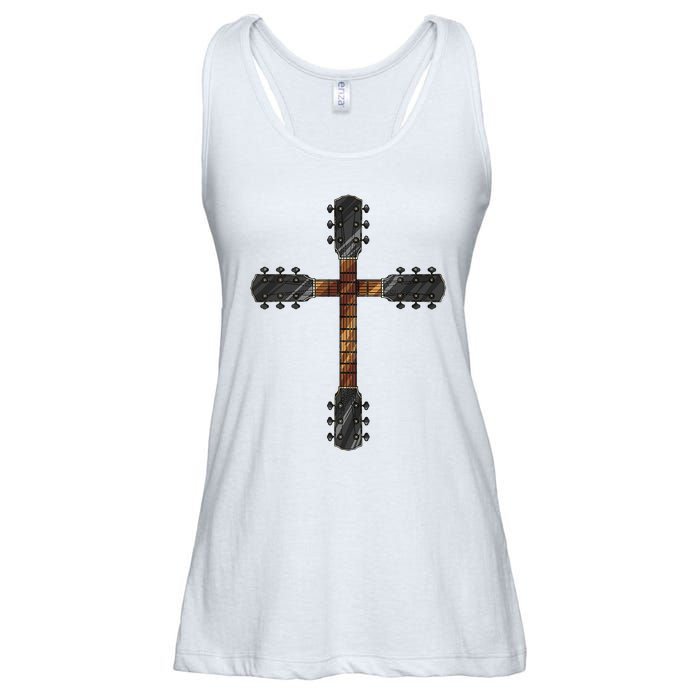 Cool Christian Guitar Cross Funny Musician Guitarist Gift Ladies Essential Flowy Tank