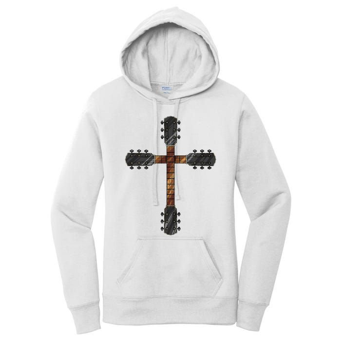 Cool Christian Guitar Cross Funny Musician Guitarist Gift Women's Pullover Hoodie