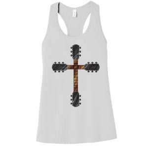 Cool Christian Guitar Cross Funny Musician Guitarist Gift Women's Racerback Tank