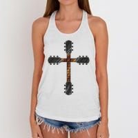 Cool Christian Guitar Cross Funny Musician Guitarist Gift Women's Knotted Racerback Tank