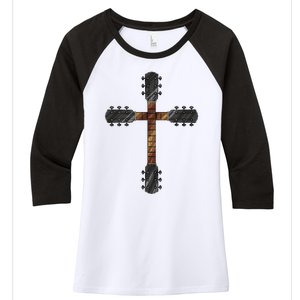 Cool Christian Guitar Cross Funny Musician Guitarist Gift Women's Tri-Blend 3/4-Sleeve Raglan Shirt