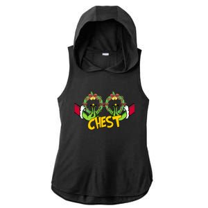 Christmas Chest Grinchmas Holiday Season Funny Boobs Ladies PosiCharge Tri-Blend Wicking Draft Hoodie Tank