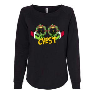 Christmas Chest Grinchmas Holiday Season Funny Boobs Womens California Wash Sweatshirt