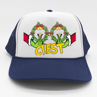 Christmas Chest Grinchmas Holiday Season Funny Boobs Trucker Hat