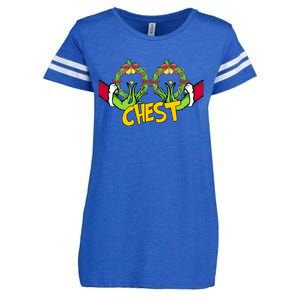 Christmas Chest Grinchmas Holiday Season Funny Boobs Enza Ladies Jersey Football T-Shirt