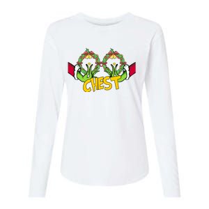 Christmas Chest Grinchmas Holiday Season Funny Boobs Womens Cotton Relaxed Long Sleeve T-Shirt