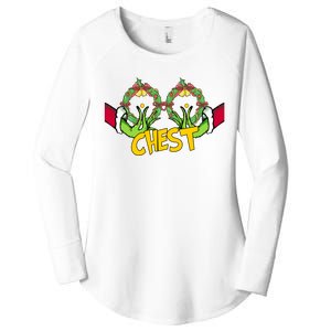 Christmas Chest Grinchmas Holiday Season Funny Boobs Women's Perfect Tri Tunic Long Sleeve Shirt