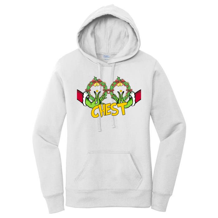 Christmas Chest Grinchmas Holiday Season Funny Boobs Women's Pullover Hoodie