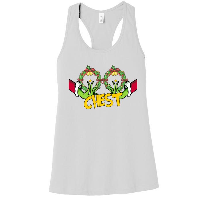 Christmas Chest Grinchmas Holiday Season Funny Boobs Women's Racerback Tank