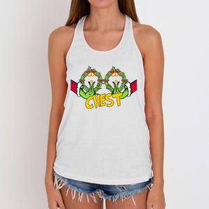 Christmas Chest Grinchmas Holiday Season Funny Boobs Women's Knotted Racerback Tank