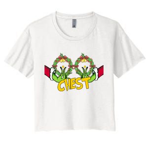 Christmas Chest Grinchmas Holiday Season Funny Boobs Women's Crop Top Tee