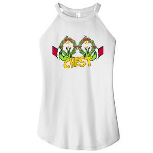 Christmas Chest Grinchmas Holiday Season Funny Boobs Women's Perfect Tri Rocker Tank