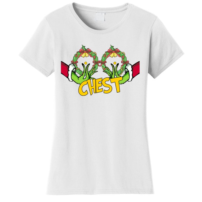 Christmas Chest Grinchmas Holiday Season Funny Boobs Women's T-Shirt