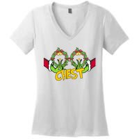 Christmas Chest Grinchmas Holiday Season Funny Boobs Women's V-Neck T-Shirt