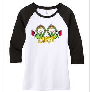 Christmas Chest Grinchmas Holiday Season Funny Boobs Women's Tri-Blend 3/4-Sleeve Raglan Shirt