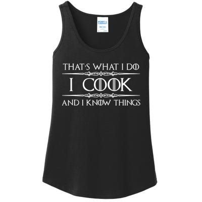 Chef & Cook Gifts I Cook & I Know Things Funny Cooking TShirt Ladies Essential Tank