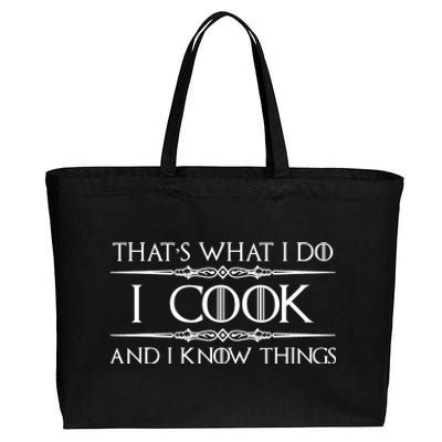 Chef & Cook Gifts I Cook & I Know Things Funny Cooking TShirt Cotton Canvas Jumbo Tote