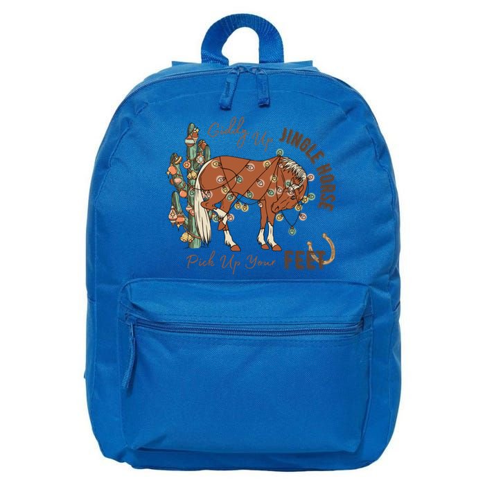 Cow Christmas Giddy Up Jingle Horse Pick Up Your Feet Gift 16 in Basic Backpack