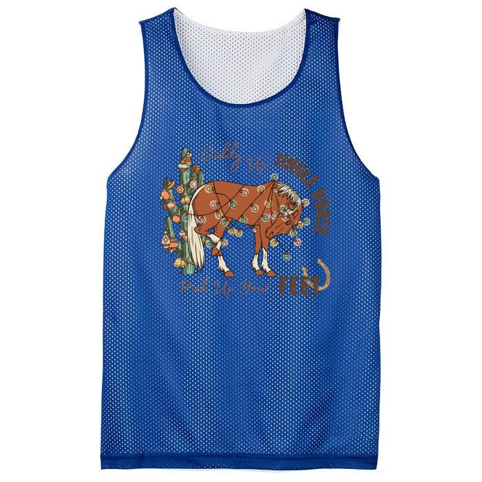 Cow Christmas Giddy Up Jingle Horse Pick Up Your Feet Gift Mesh Reversible Basketball Jersey Tank