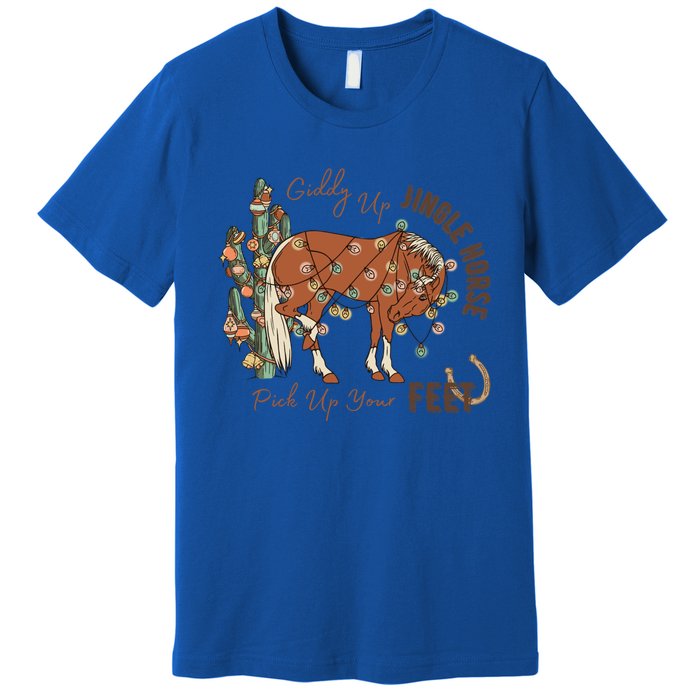 Cow Christmas Giddy Up Jingle Horse Pick Up Your Feet Gift Premium T-Shirt