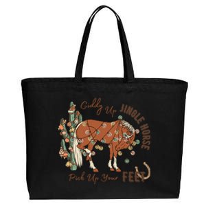 Cow Christmas Giddy Up Jingle Horse Pick Up Your Feet Gift Cotton Canvas Jumbo Tote