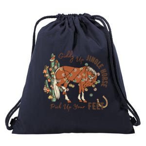 Cow Christmas Giddy Up Jingle Horse Pick Up Your Feet Gift Drawstring Bag