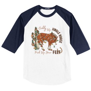 Cow Christmas Giddy Up Jingle Horse Pick Up Your Feet Gift Baseball Sleeve Shirt