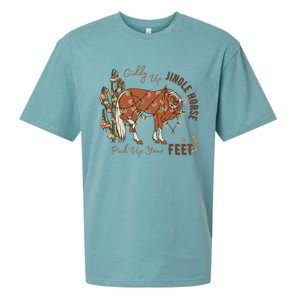 Cow Christmas Giddy Up Jingle Horse Pick Up Your Feet Gift Sueded Cloud Jersey T-Shirt