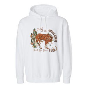 Cow Christmas Giddy Up Jingle Horse Pick Up Your Feet Gift Garment-Dyed Fleece Hoodie