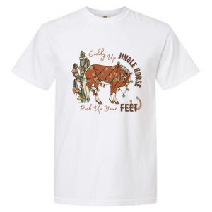 Cow Christmas Giddy Up Jingle Horse Pick Up Your Feet Gift Garment-Dyed Heavyweight T-Shirt