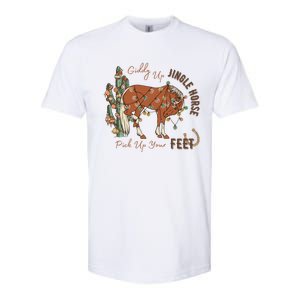 Cow Christmas Giddy Up Jingle Horse Pick Up Your Feet Gift Softstyle CVC T-Shirt