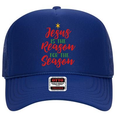 Christian Christmas Gift Jesus Is The Reason For The Season Gift High Crown Mesh Back Trucker Hat