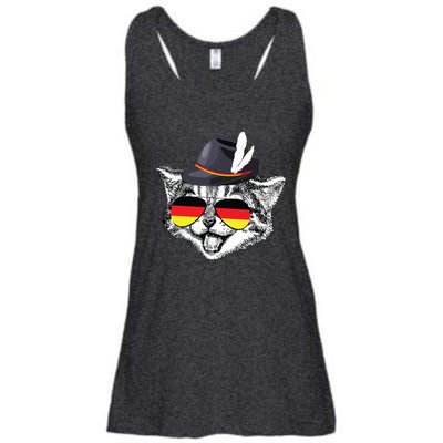 Cute Cat German Flag Oktoberfest Pride Germany Festival Ladies Essential Flowy Tank